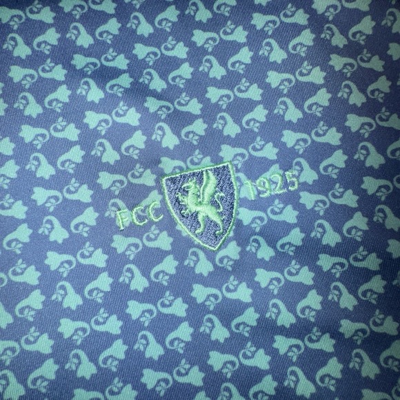 Turtleson Men's Large Performance Stretch Polo Floral AOP‎ Blue Green Golf Shirt - Picture 4 of 11